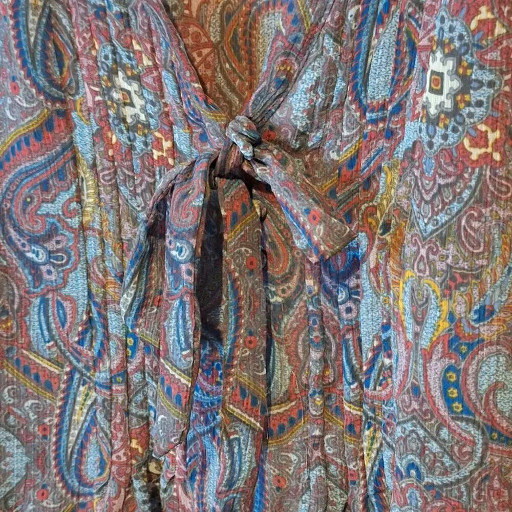 Lane Bryant Shirt Women's 18/20 Blue Paisley Sheer Classic Workwear Office - Picture 3 of 7